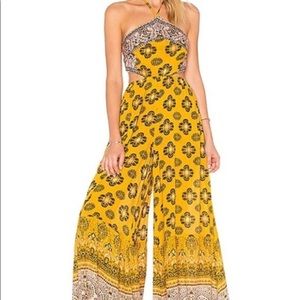 Free people maribelle yellow jumpsuit size S
